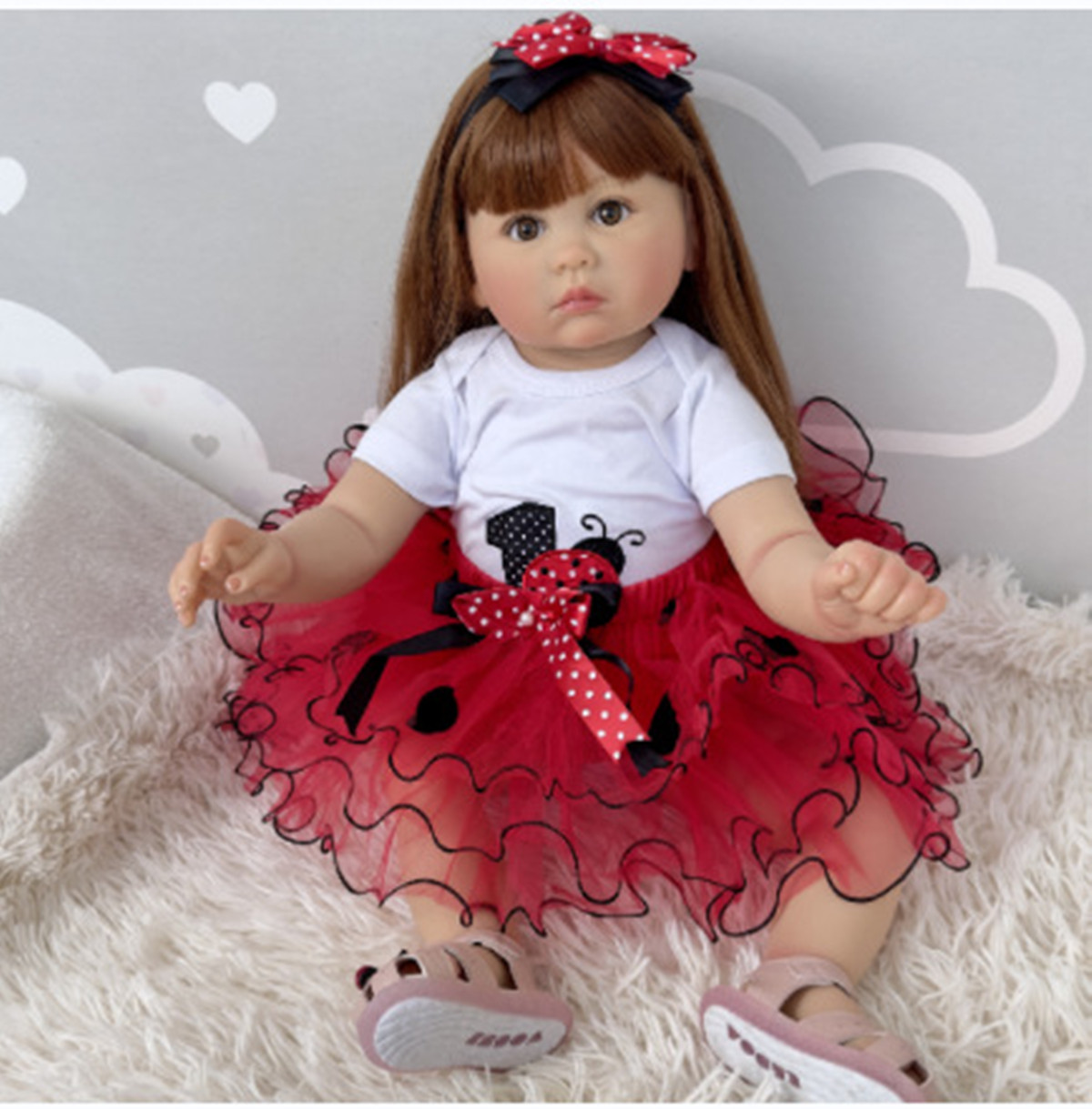 Kids Ethnic Fashion - 70cmシリコンリボーンドール、リアルな女の子、手作り完成品、塗装済みリボーン幼児ベビー、ロングヘアドールおもちゃ、子供向け、ムネカスおもちゃ