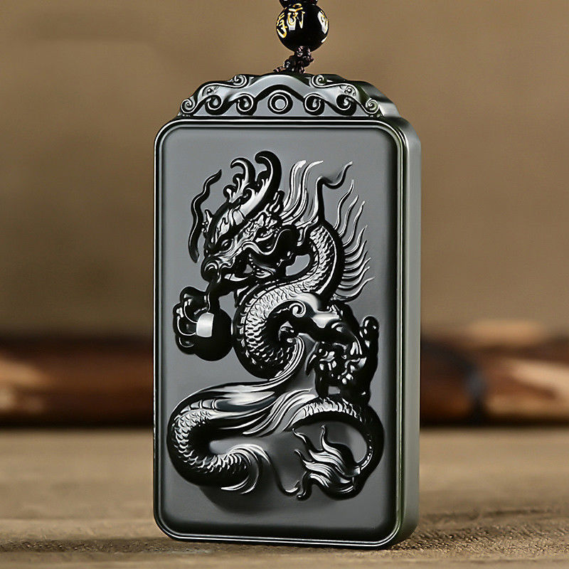 Ethnic Fashion World - 天然Hetian Jade Towerグリーンファインマテリアルドラゴンラインワールドペンダント細かく彫刻された干支ドラゴン男性と女性の幸運のお守り