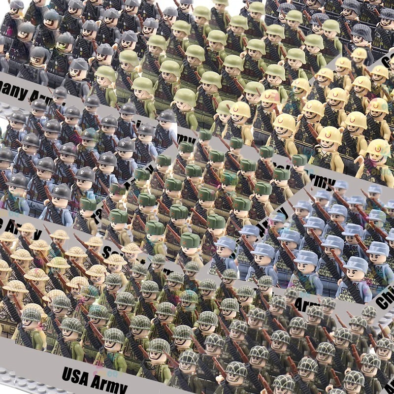 Ethnic Fashion World - 第二次世界大戦の軍事用組み立てブロック、アメリカ、ソビエト連邦、中国、イギリスの兵士、アクションフィギュア、男の子向けおもちゃ、クリスマスプレゼント。