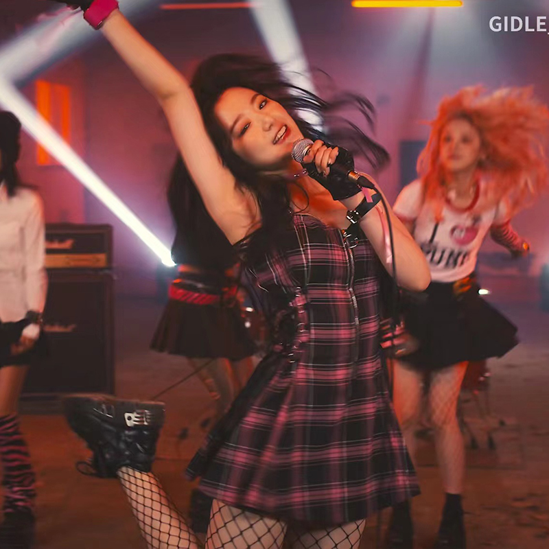 Ethnic Dress Fashion Show - GIDLE 女性グループパフォーマンス衣装ネバーストップミーステージショーショートドレススカート夏 エスニックファッション婦人服