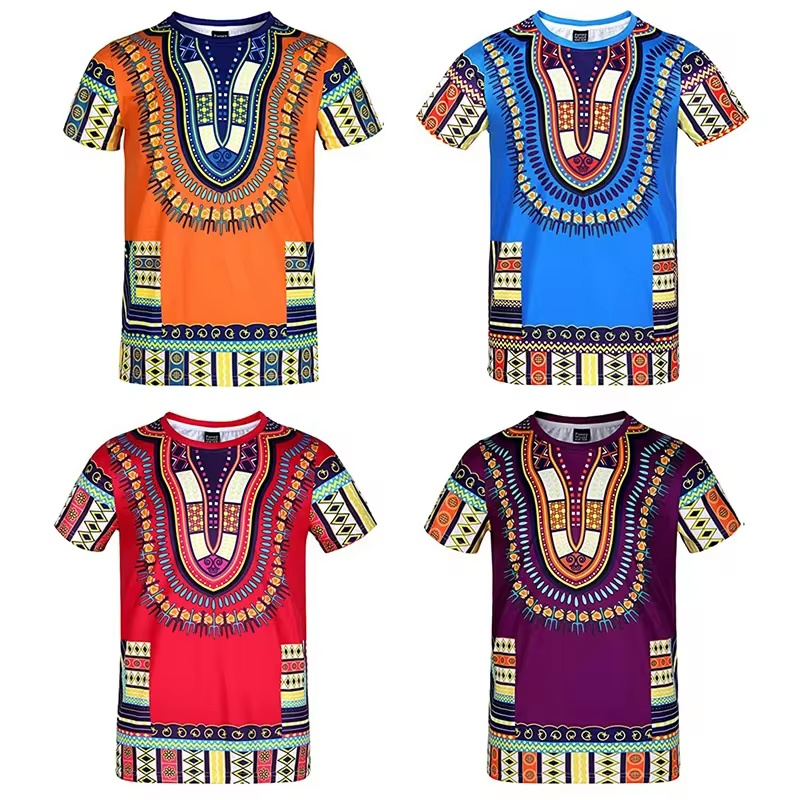 Kids Ethnic Fashion - 夏原宿 3D プリントアフリカ Daseki エスニックパターン Tシャツ男性子供ファッションストリート