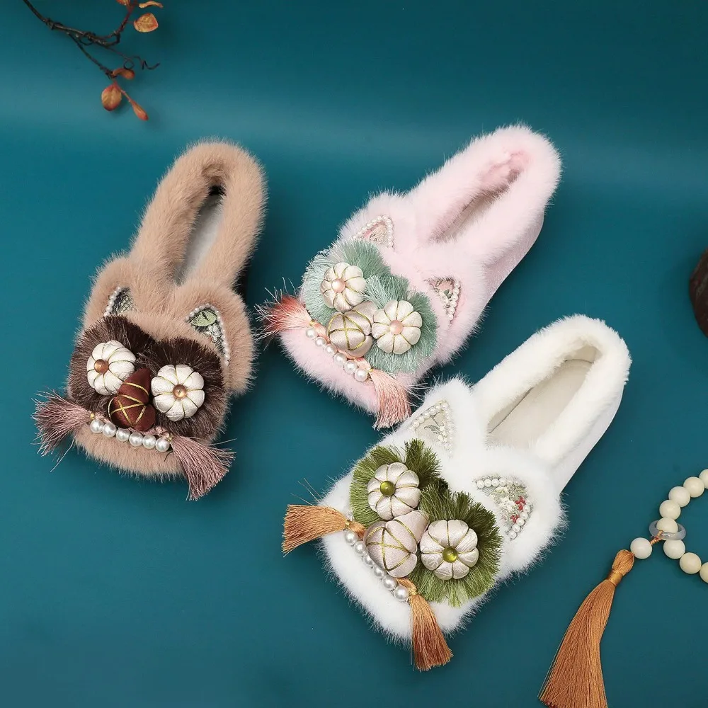 Winter Ethnic Fashion For Women - ファッションエスニックスタイル布靴女性 Zapatos 秋冬大人の綿の靴レディースカジュアルレトロフラットシューズ女性エレガント