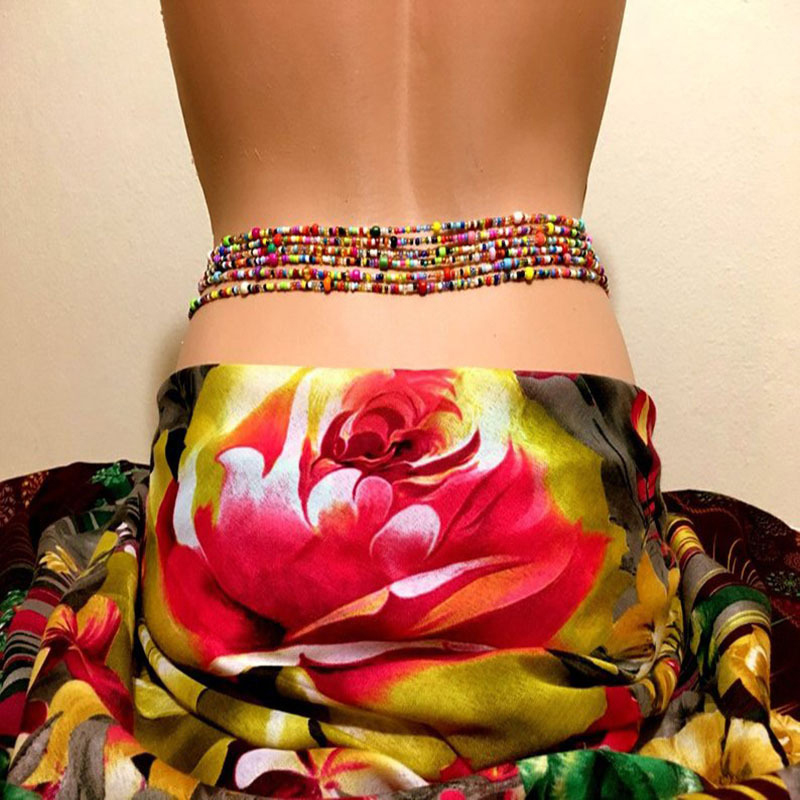 Ethnic Fashion Jewellery - 女性のためのビーズのベリーチェーン、レイヤーボディチェーン、自由奔放に生きるスタイル、彫刻ボディアクセサリー、ビーチパーティーのウェア