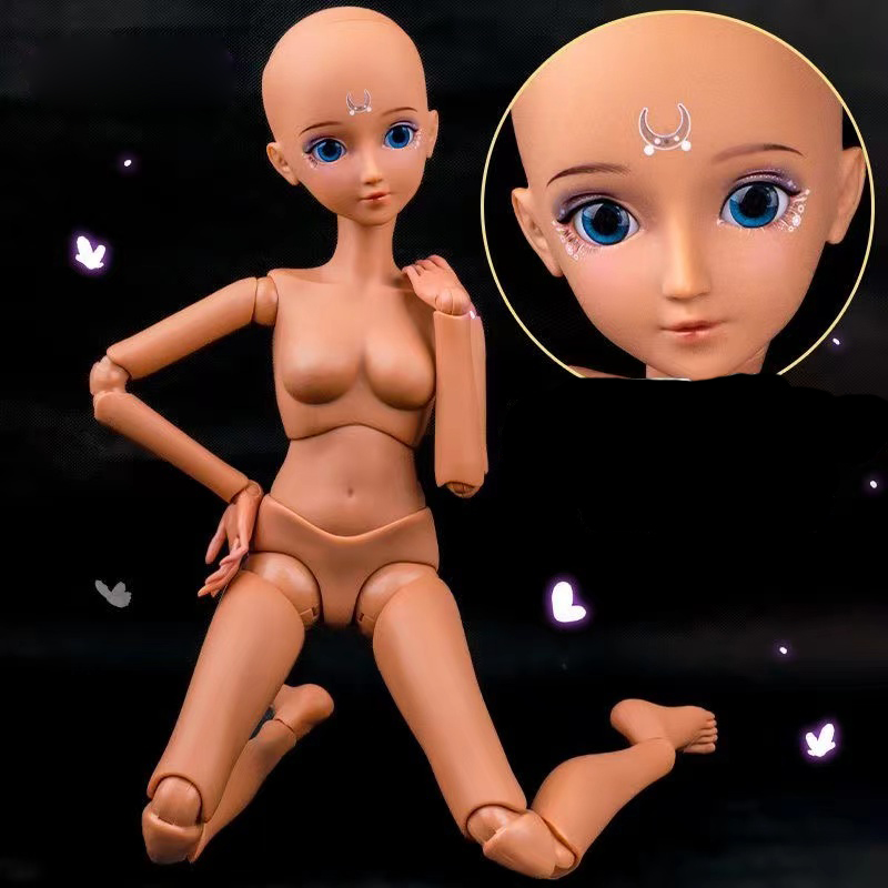 Kids Ethnic Fashion - 子供用の黒の皮の人形,花嫁用の関節式ボディ,3D目付き,オープンヘッド,DIY,女の子用,60cm,1/3