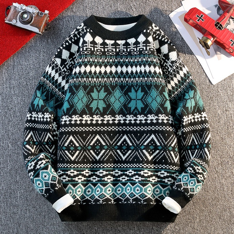 メンズ秋冬プルオーバーラウンドネック長袖カジュアルエスニック - Ethnic Fashion For Men のレビューと価格