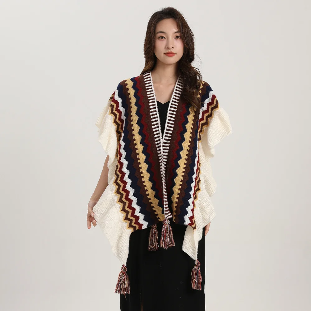 ボヘミアショール女性モヘアニットタッセルカーディガンレトロエ - Winter Ethnic Fashion For Women のレビューと価格