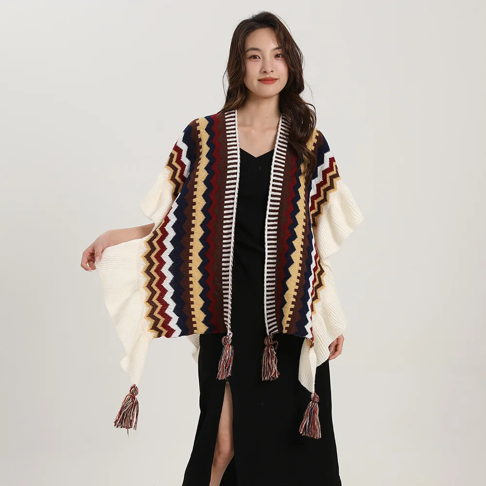 ボヘミアショール女性モヘアニットタッセルカーディガンレトロエ - Winter Ethnic Fashion For Women のレビューと価格