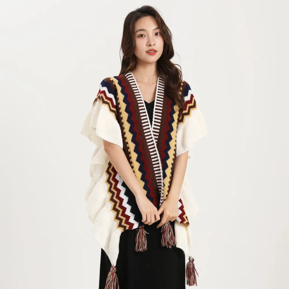 ボヘミアショール女性モヘアニットタッセルカーディガンレトロエ - Winter Ethnic Fashion For Women のレビューと価格