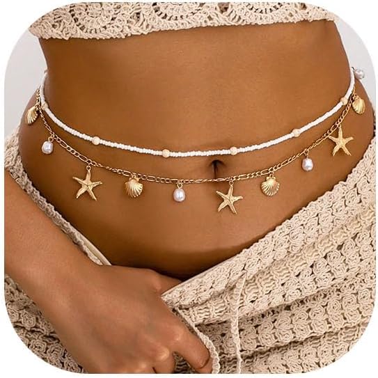 ヒトデウエストチェーン女性用調節可能なレイヤードベリーチェー - Ethnic Fashion Jewellery のレビューと価格
