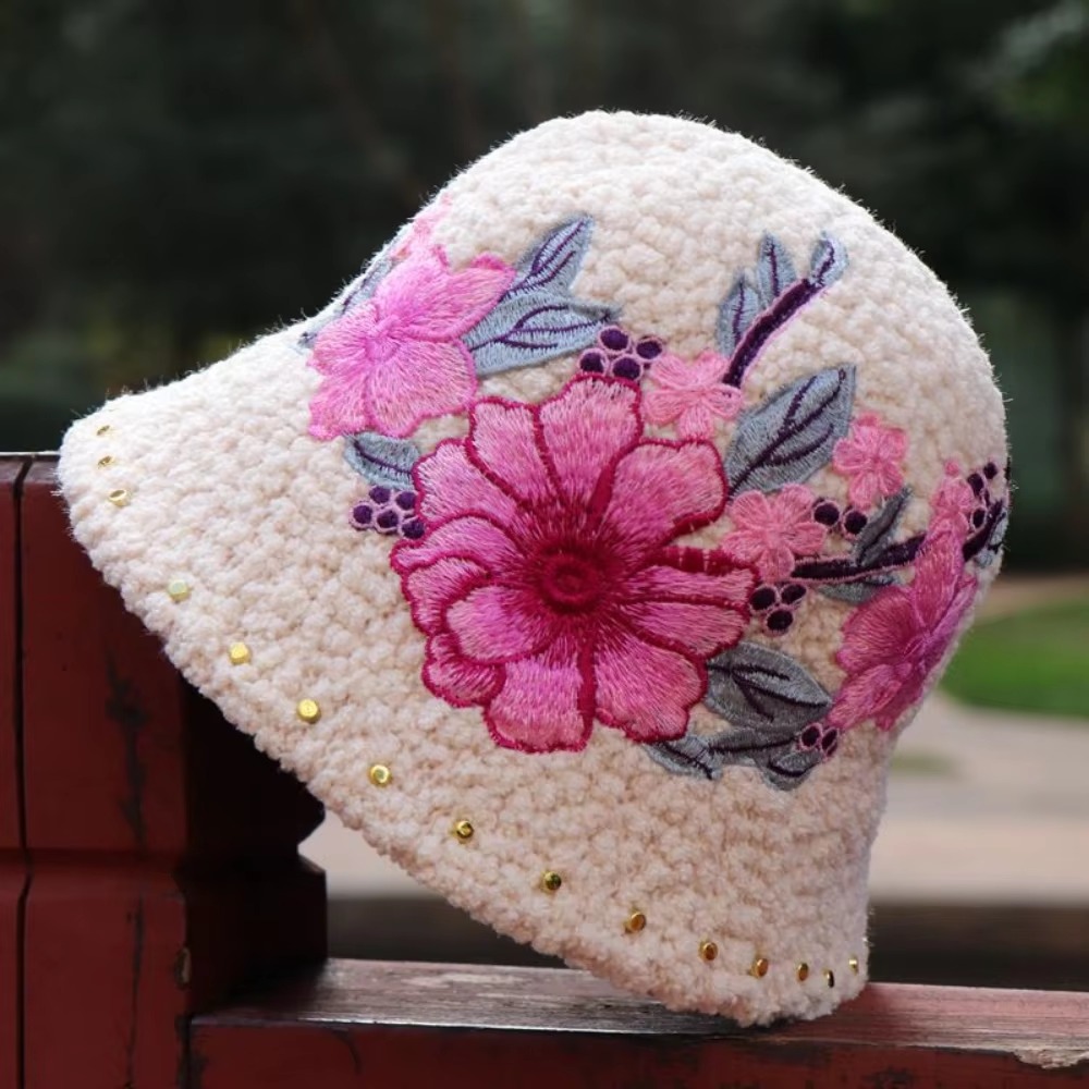 女性のためのエスニックスタイルの刺繍ボンネット,ビンテージキ - Winter Ethnic Fashion For Women のレビューと価格