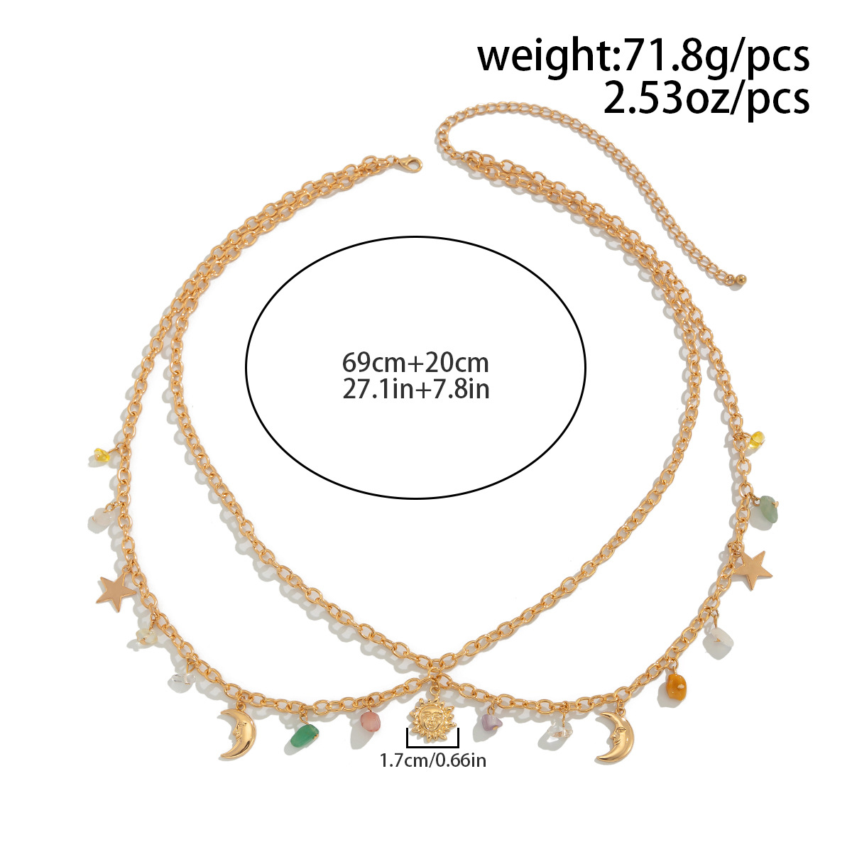 自由奔放に生きるスタームーン太陽ペンダントウエストチェーン  - Ethnic Fashion Jewellery のレビューと価格