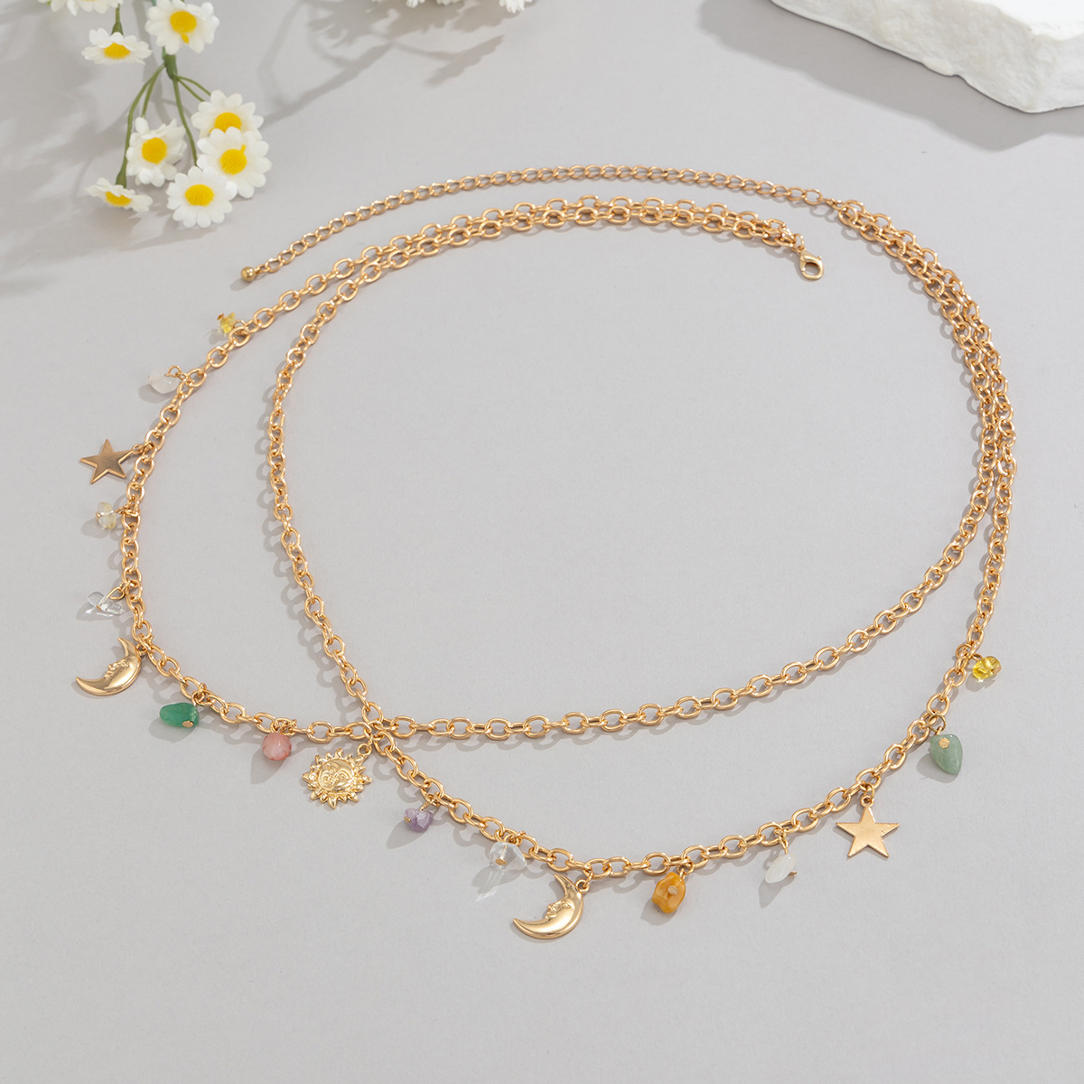 自由奔放に生きるスタームーン太陽ペンダントウエストチェーン  - Ethnic Fashion Jewellery のレビューと価格