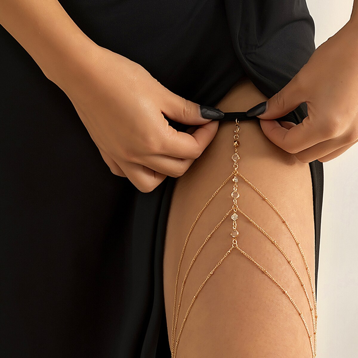 自由奔放に生きる弾性バンドクリスタル脚太ももチェーン女性の夏 - Ethnic Fashion Jewellery のレビューと価格