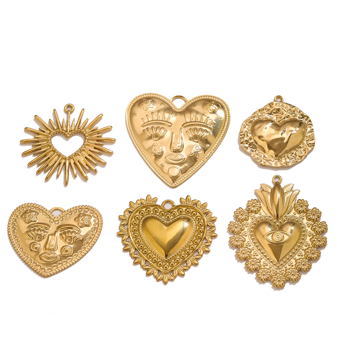 5 個 PVD ゴールドステンレス鋼ハートチャーム自由奔放に - Ethnic Fashion Jewellery のレビューと価格