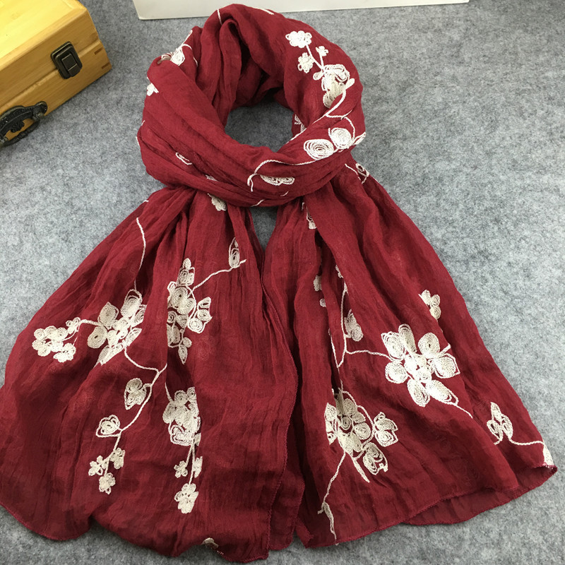 多くの色エスニック刺繍女性冬スカーフエレガントな花ロングスカ - Winter Ethnic Fashion For Women のレビューと価格