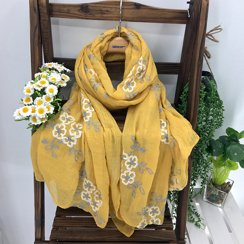 多くの色エスニック刺繍女性冬スカーフエレガントな花ロングスカ - Winter Ethnic Fashion For Women のレビューと価格