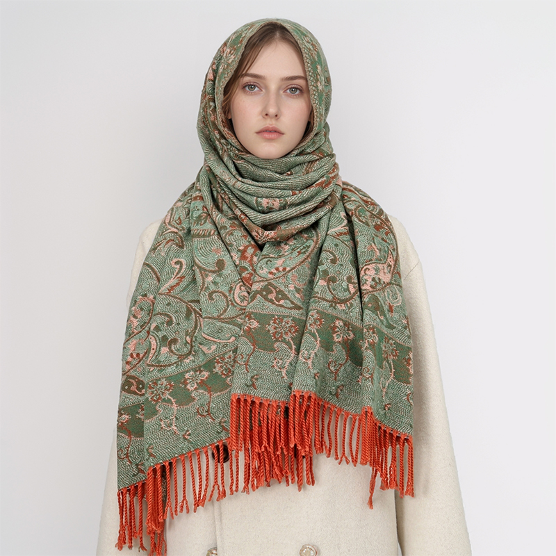 女性のためのエスニックスタイルのペイズリージャカードスカーフ - Winter Ethnic Fashion For Women のレビューと価格