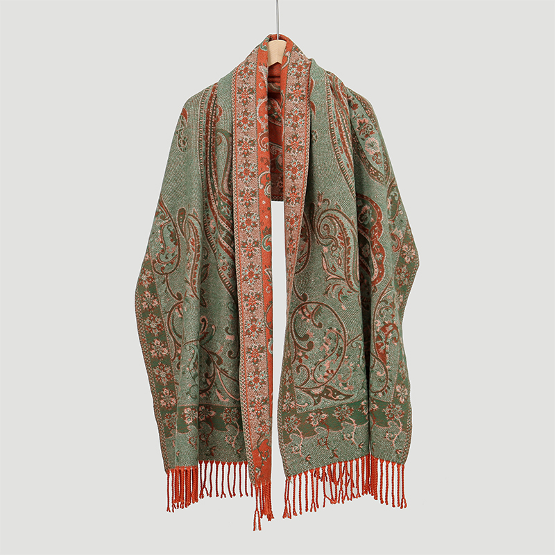 女性のためのエスニックスタイルのペイズリージャカードスカーフ - Winter Ethnic Fashion For Women のレビューと価格