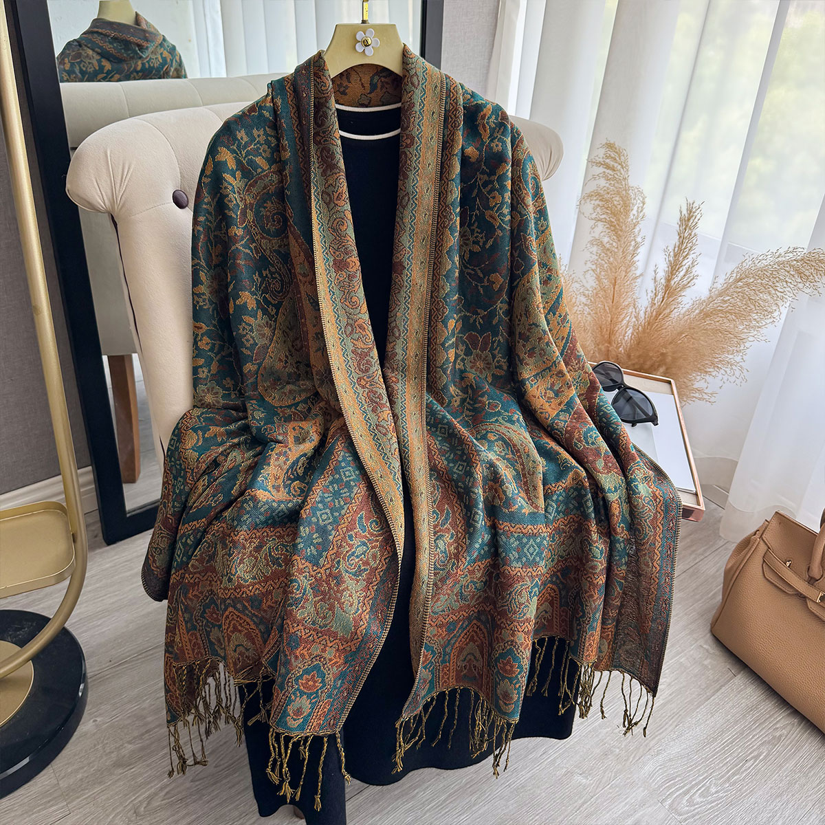 2025 タッセルブランケットデザイン エスニック風 厚手パ - Winter Ethnic Fashion For Women のレビューと価格