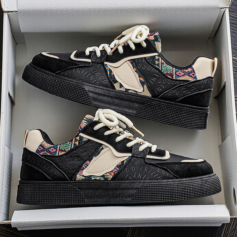 メンズヴィンテージパッチワークプラットフォームスニーカー - - Ethnic Fashion For Men のレビューと価格
