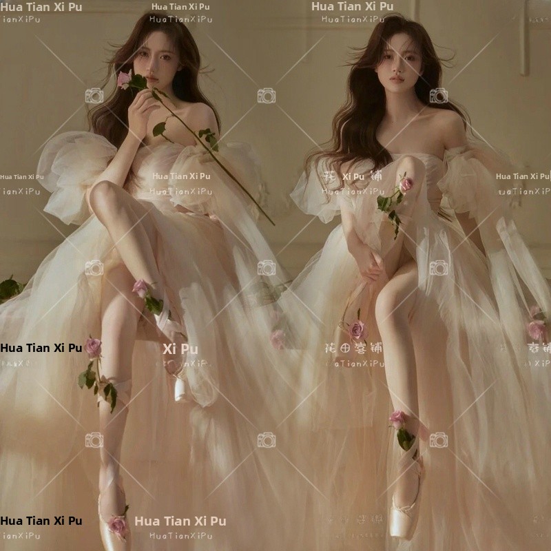 甘い雰囲気の春の韓国風写真撮影衣装若い女性向けアート写真撮影 - Ethnic Fashion Shoot のレビューと価格