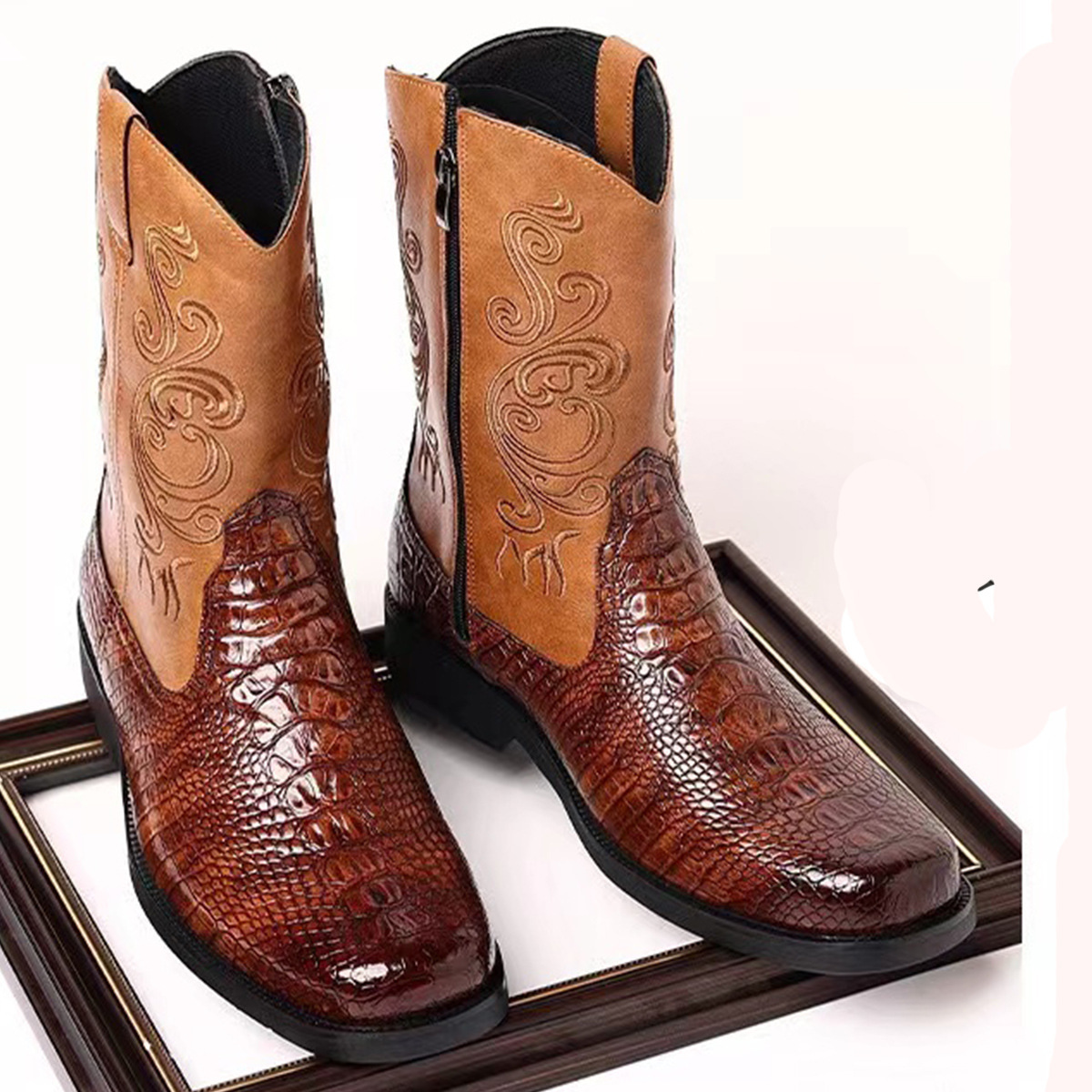 おしゃれなエンボス加工のカジュアルメンズウエスタンカウボーイ - Ethnic Fashion For Men のレビューと価格