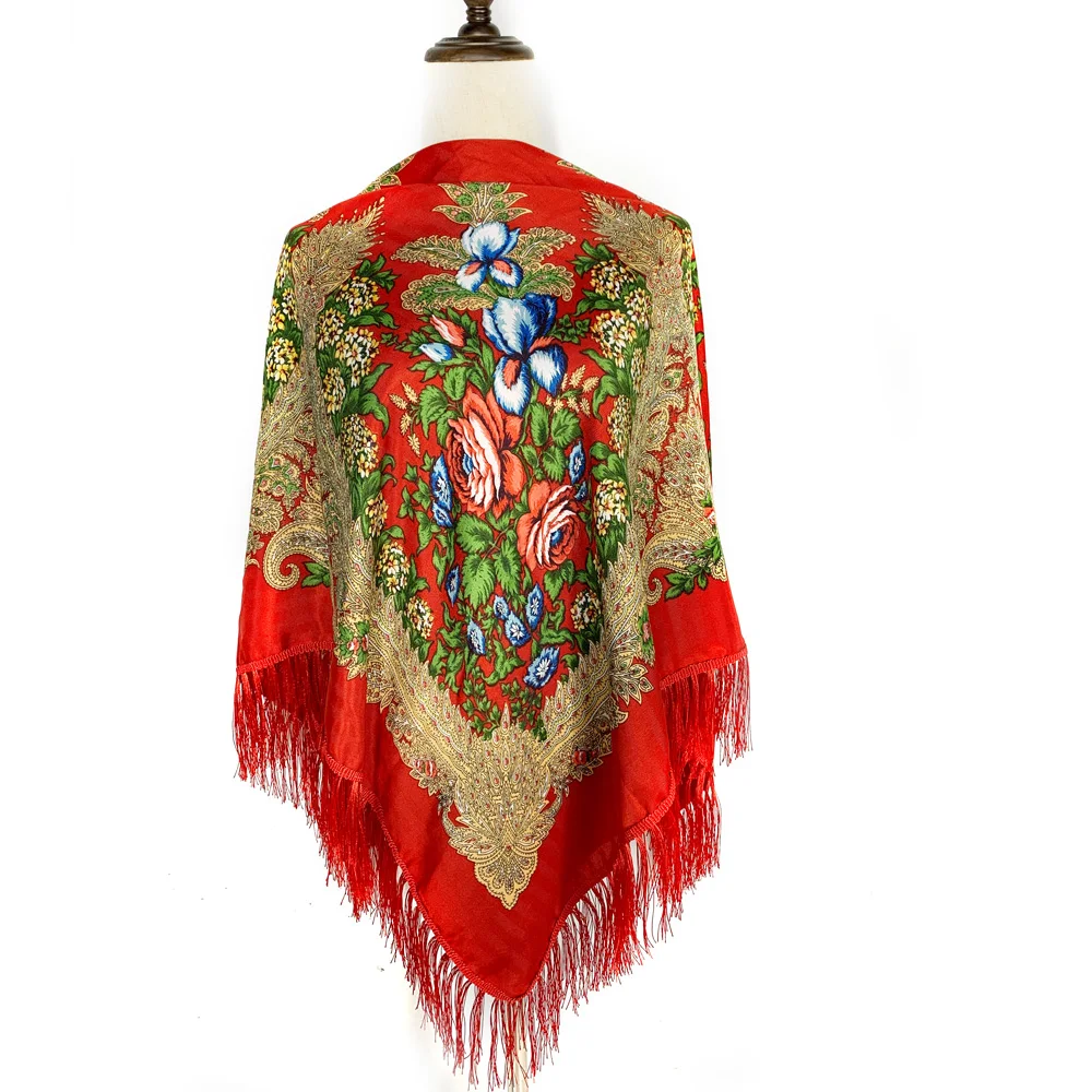 130*130 センチメートルエスニックスタイルロシア正方形 - Winter Ethnic Fashion For Women のレビューと価格