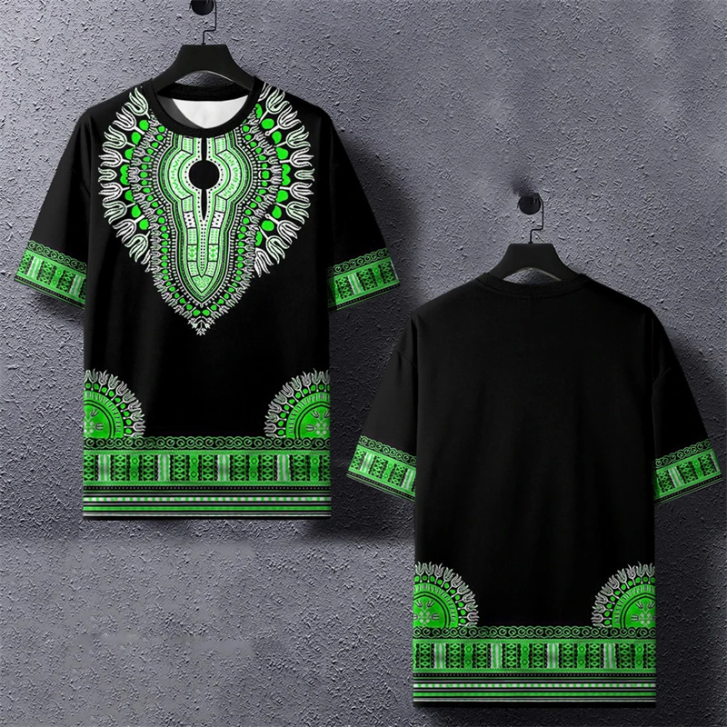 男性用エスニック3DプリントTシャツ,ダシキ,ストライプ,夏 - Kids Ethnic Fashion のレビューと価格