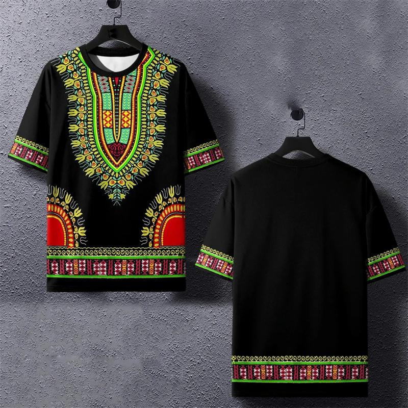 男性用エスニック3DプリントTシャツ,ダシキ,ストライプ,夏 - Kids Ethnic Fashion のレビューと価格