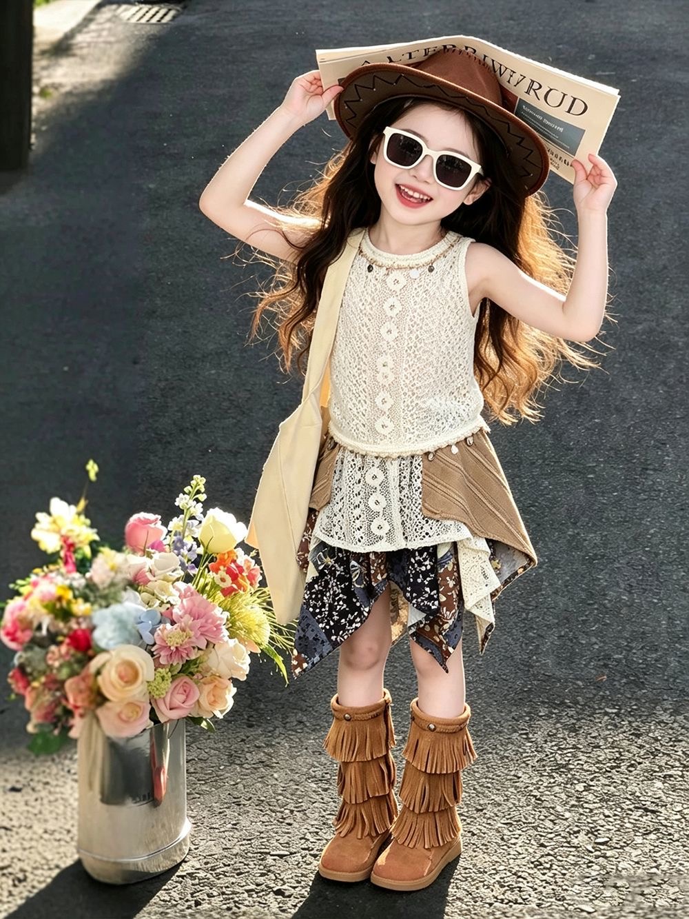 女の子の夏服2026新作エスニック風トレンドキッズベストトッ - Kids Ethnic Fashion のレビューと価格