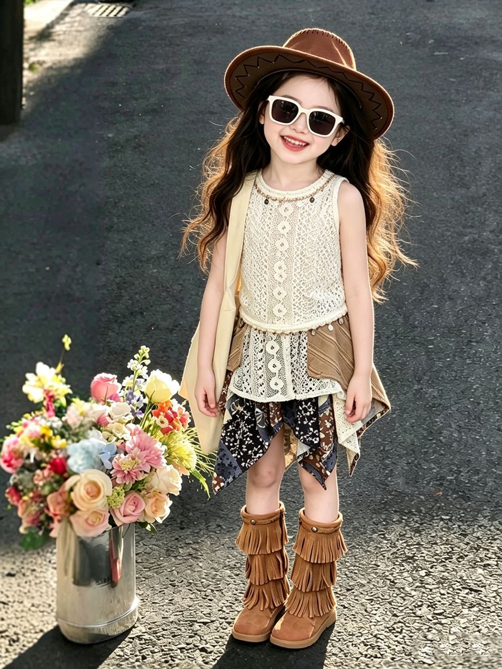 女の子の夏服2026新作エスニック風トレンドキッズベストトッ - Kids Ethnic Fashion のレビューと価格