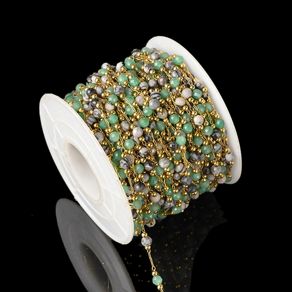 1 メートルエレガントなミックスラウンドストーンビーズ 3  - Ethnic Fashion Jewellery のレビューと価格
