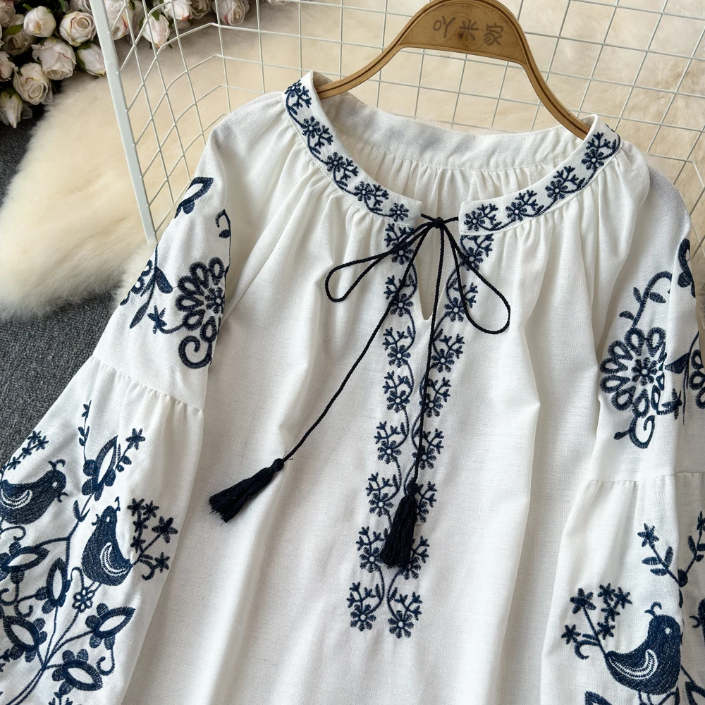 レディース ヴィンテージ エスニック風ブラウス ラウンドネッ - Winter Ethnic Fashion For Women のレビューと価格