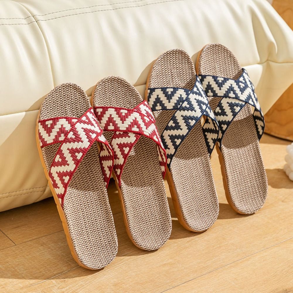 ファッションエスニックスタイルリネンクロススリッパ亜麻ソフト - Ethnic Fashion For Men のレビューと価格