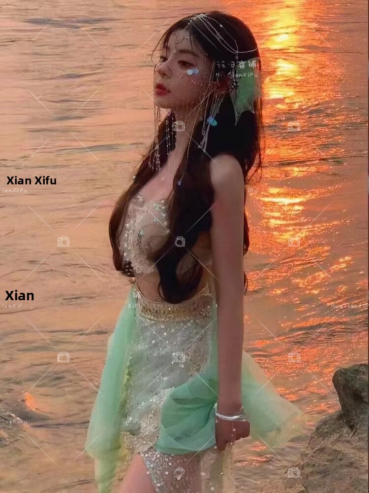 人魚姫2026新作ヘビーワーク高精細3Dコスチュームおしゃれ - Ethnic Fashion Definition のレビューと価格