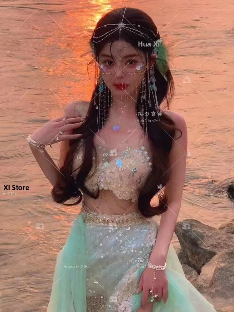 人魚姫2026新作ヘビーワーク高精細3Dコスチュームおしゃれ - Ethnic Fashion Definition のレビューと価格